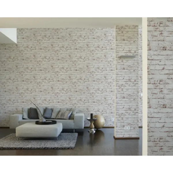 Faux Effect Embossed Brown White Mural Wallpaper