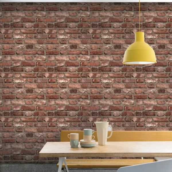 Grandeco Vintage House Brick Pattern red Wallpaper