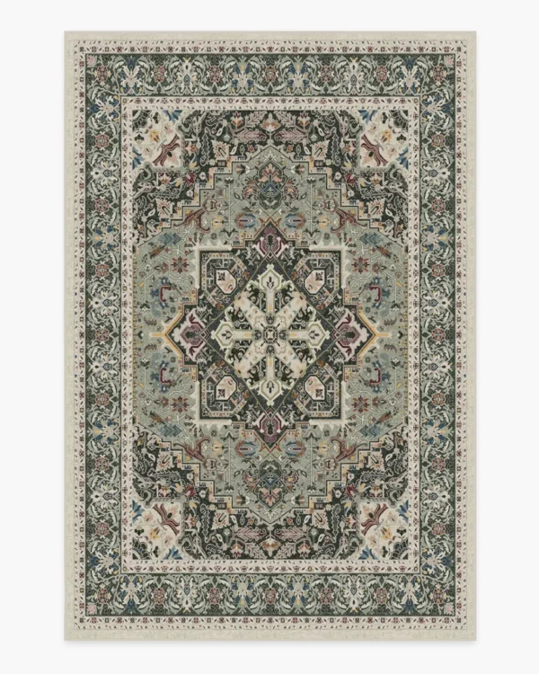 Hendesi Heriz Sage Persian Rug - Image 8