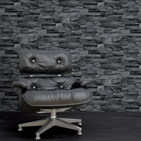 Muriva Bluff Slate Stone Brick Effect Wallpaper