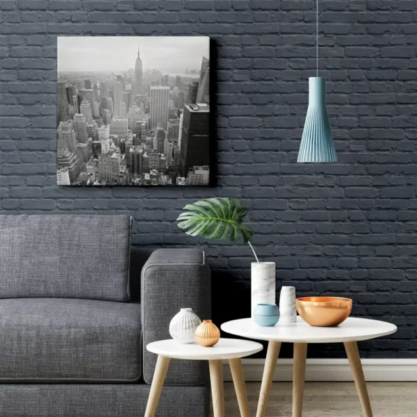 Muriva Painted Brick Pattern Blue Wallpaper