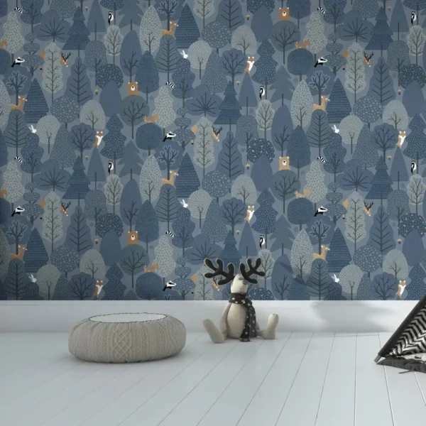 Muriva Wild Woodland Animals Scandi Trees Wallpaper