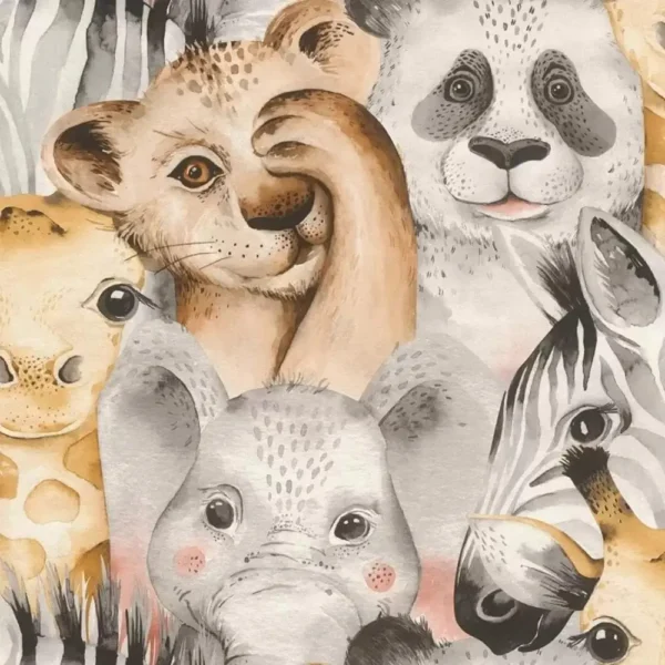 Rasch Bambino Animal Faces Kids Nursery Bedroom Wallpaper