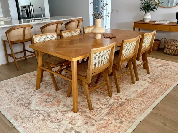Theodora Orange and Beige Dinning Room Carpet - Image 8