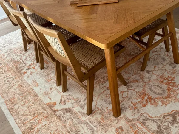 Theodora Orange and Beige Dinning Room Carpet - Image 10