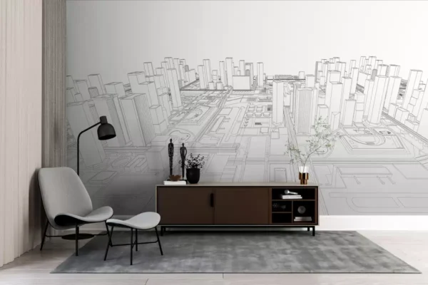 Office Wallpaper Linear 3d Drawing