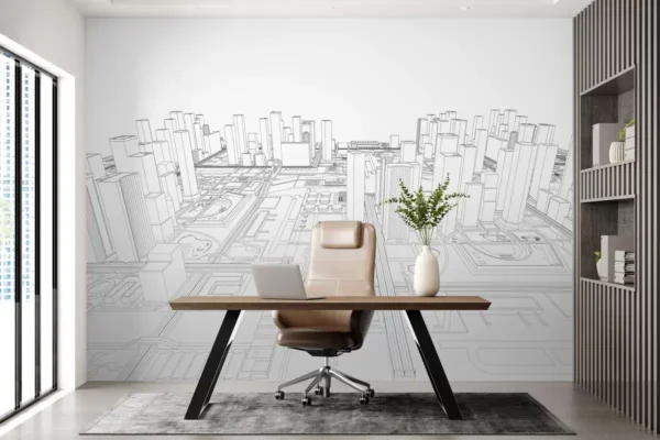 Office Wallpaper Linear 3d Drawing - Image 2