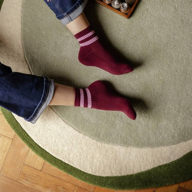 Abstract Circle Wool Cut Pile Rug