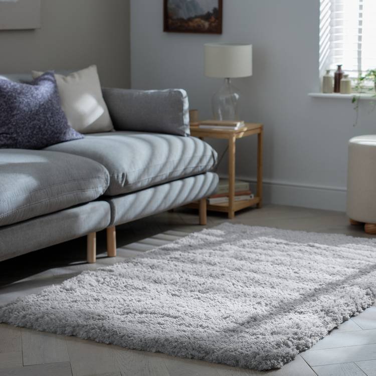 Airmaster Plain Silver Shaggy Rug