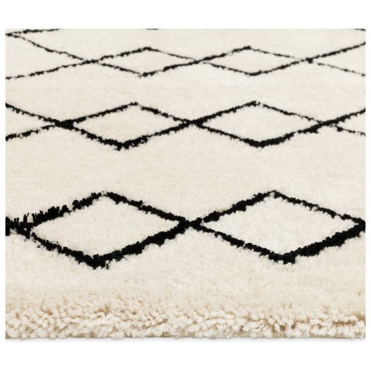 Diamond Tufted Cream & Black Shaggy Rug - Image 4