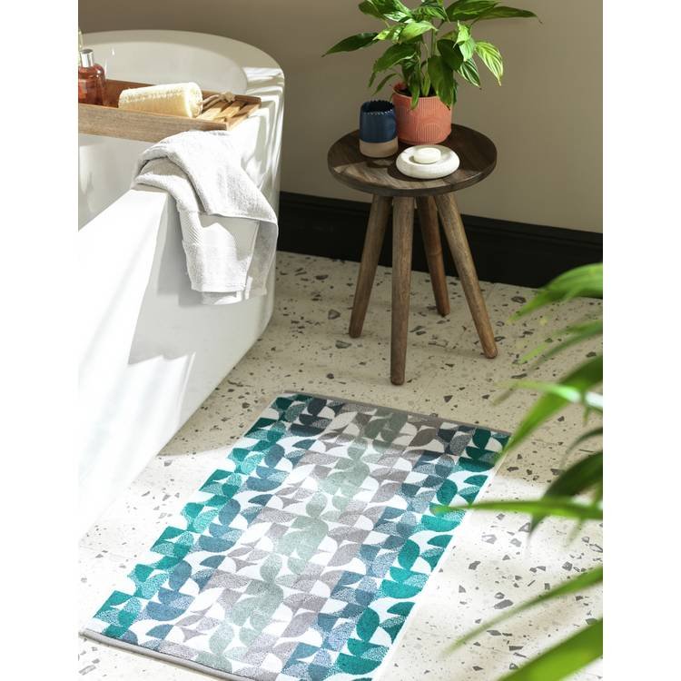 Geometric Bath Mat - Blue & Green