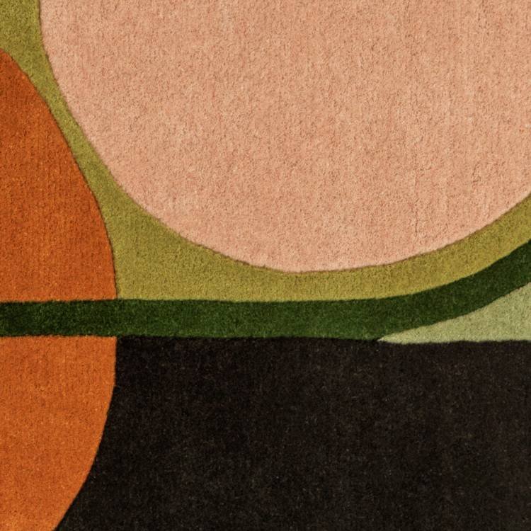 Geometric Round Wool Cut Pile Rug - Image 2