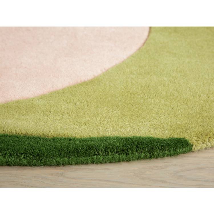 Geometric Round Wool Cut Pile Rug - Image 6