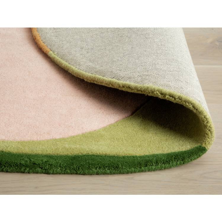 Geometric Round Wool Cut Pile Rug - Image 5