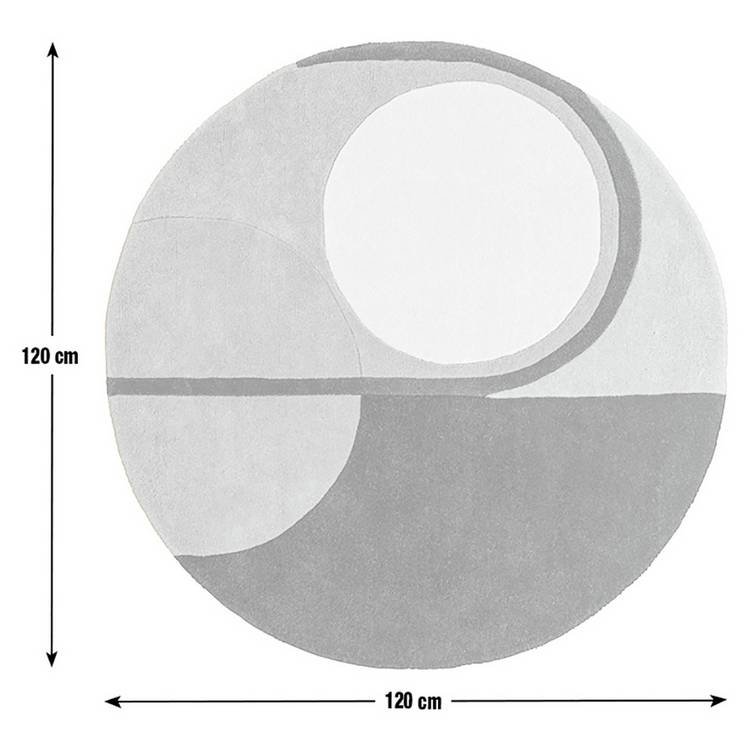 Geometric Round Wool Cut Pile Rug - Image 4