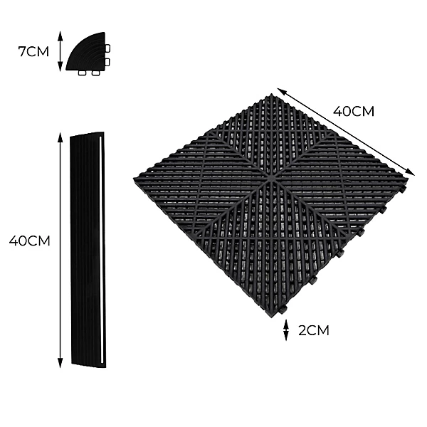 Hexagon Vented Garage Floor Tiles x 120 With Edges - Black - Image 4
