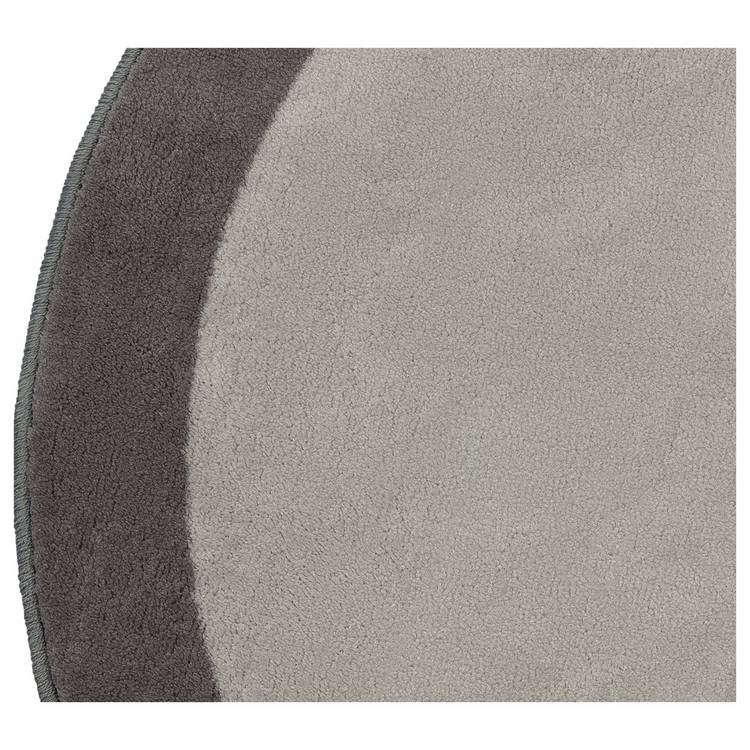 Home Plain Border Round Grey Cut Pile Rug - Image 4