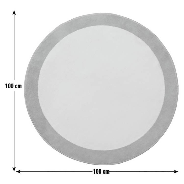 Home Plain Border Round Grey Cut Pile Rug - Image 2