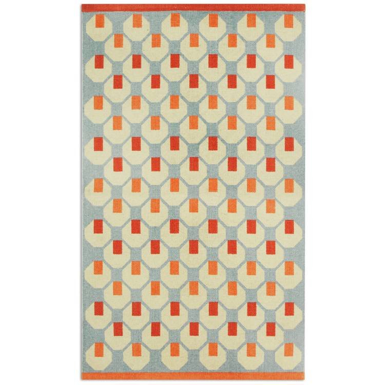 Octo Geometric Blue Cotton Flatweave Rug - Image 4