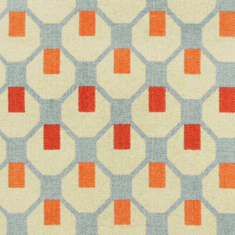 Octo Geometric Blue Cotton Flatweave Rug - Image 3