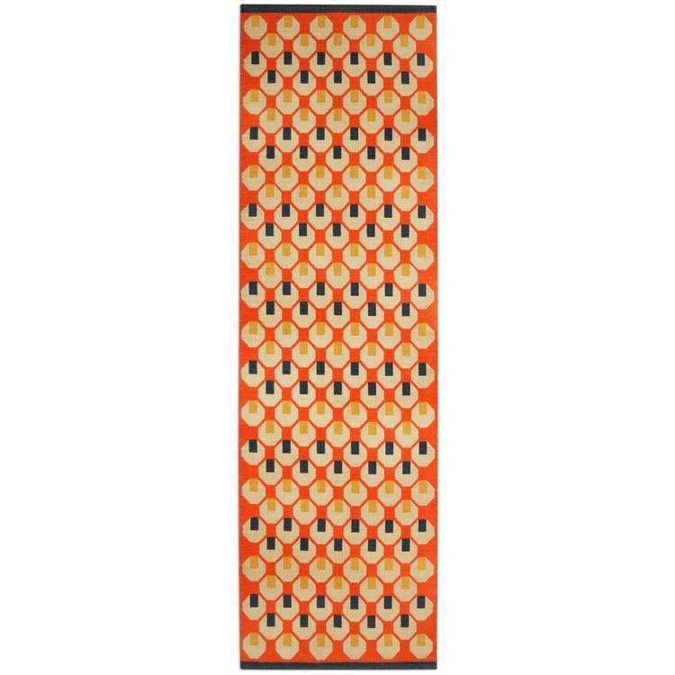 Octo Geometric Orange Cotton Flatweave Runner - Image 3
