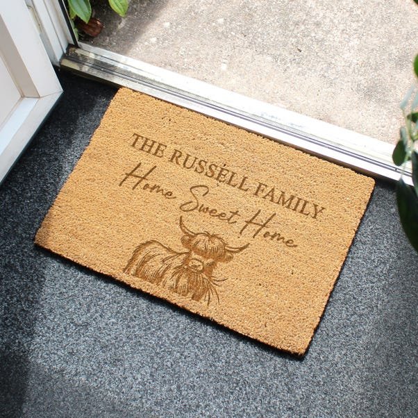Personalised Highland Cow logo Indoor Doormat