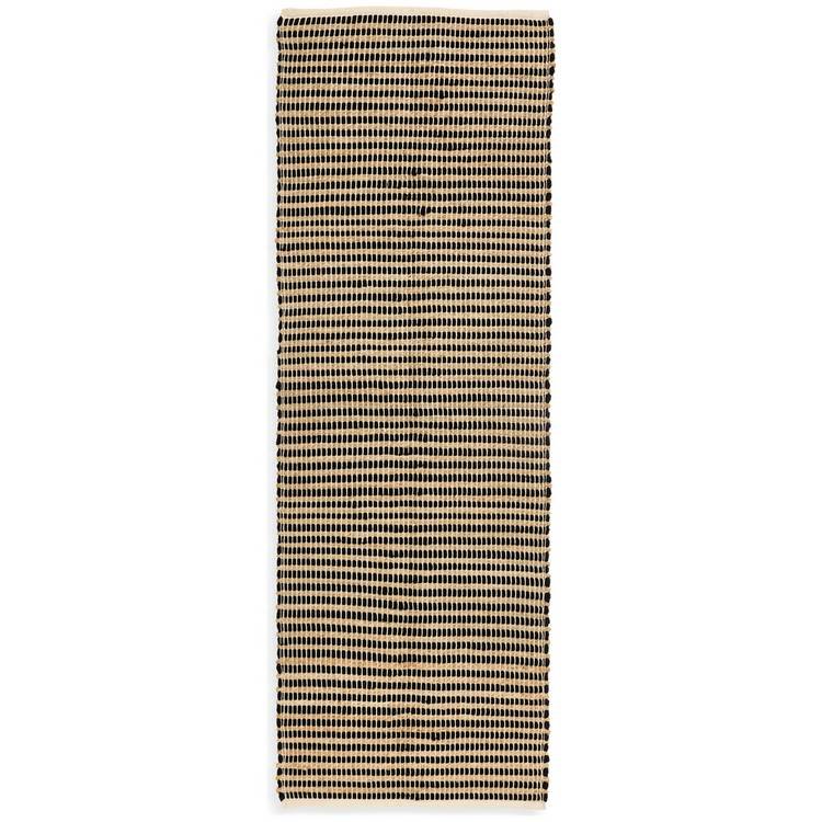 Woven Stripe Black Jute Flatweave Runner - Image 4