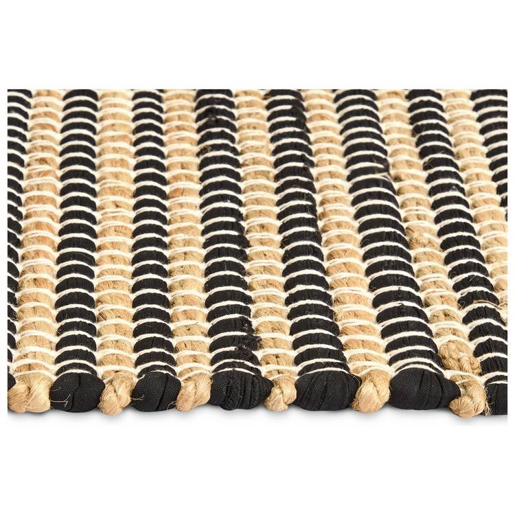 Woven Stripe Black Jute Flatweave Runner - Image 2