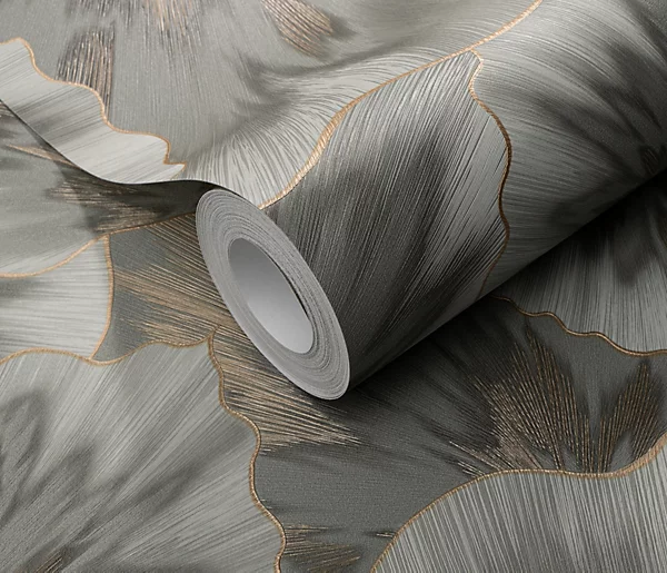 Erismann Bliss Abstract Leaf Olive Metallic Wallpaper - Image 2