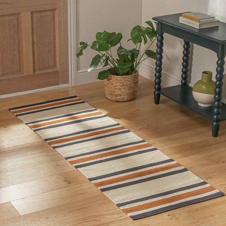 tripe Charcoal Flatweave Runner